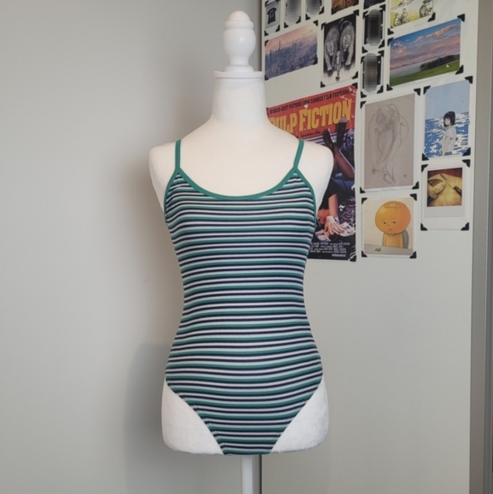SWS Essentials Striped Green and Blue Bodysuit - Size S